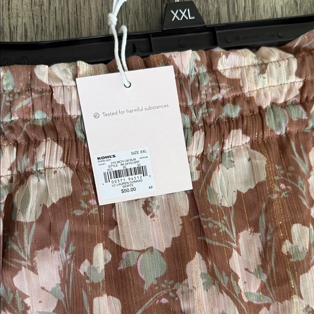 LC Lauren Conrad Pink Floral Midi Skirt - Picture 2 of 4